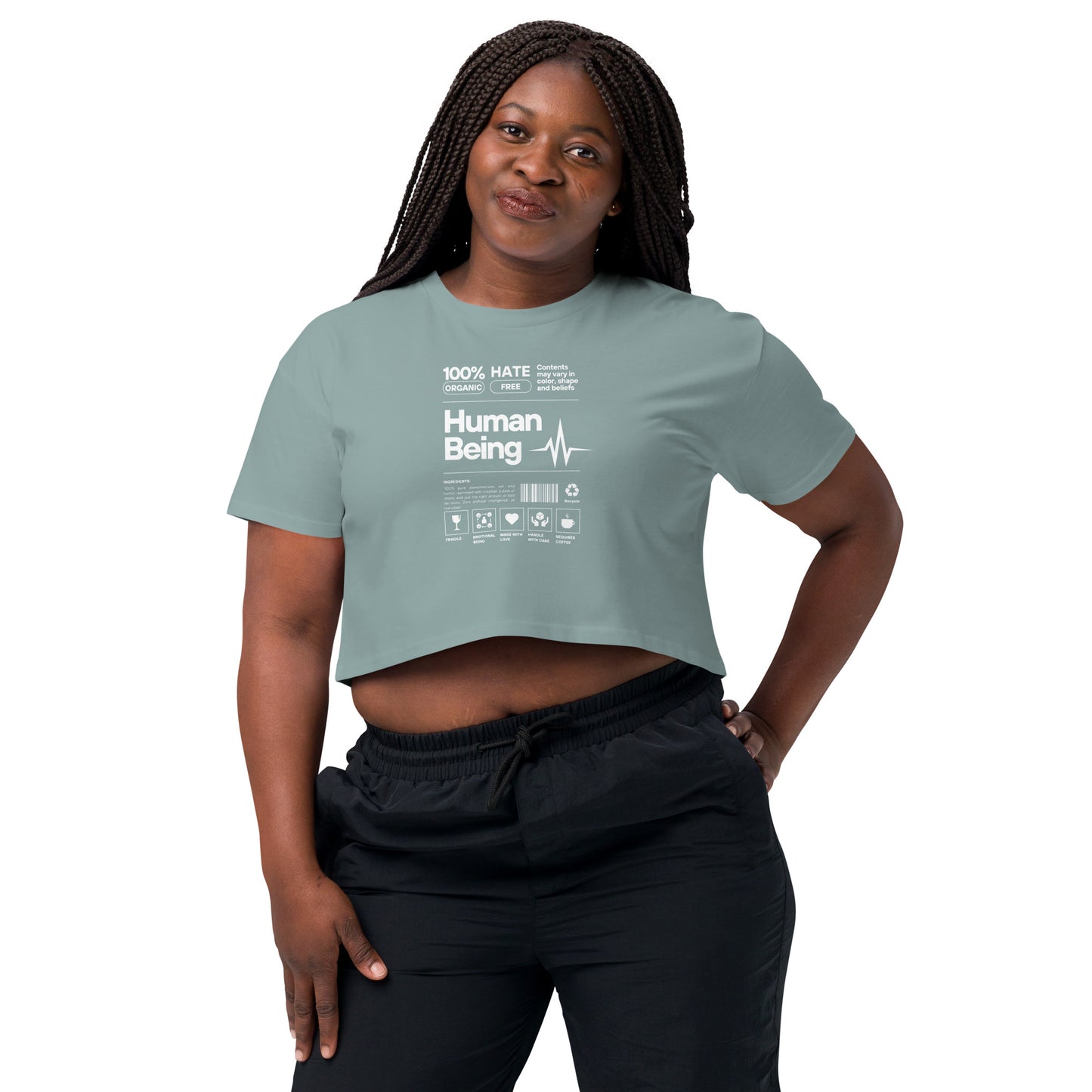 Human Form Crop Top - Left Placement product image 17 in Bubblegum, size S, with front view and left placement.