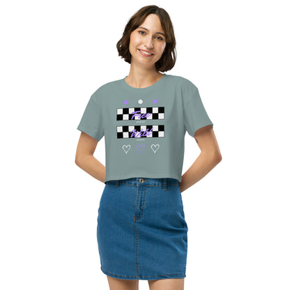Freeborne Crop Top - Left Placement image 34 in Orchid, size L, showing front view for the Free Spirits design.