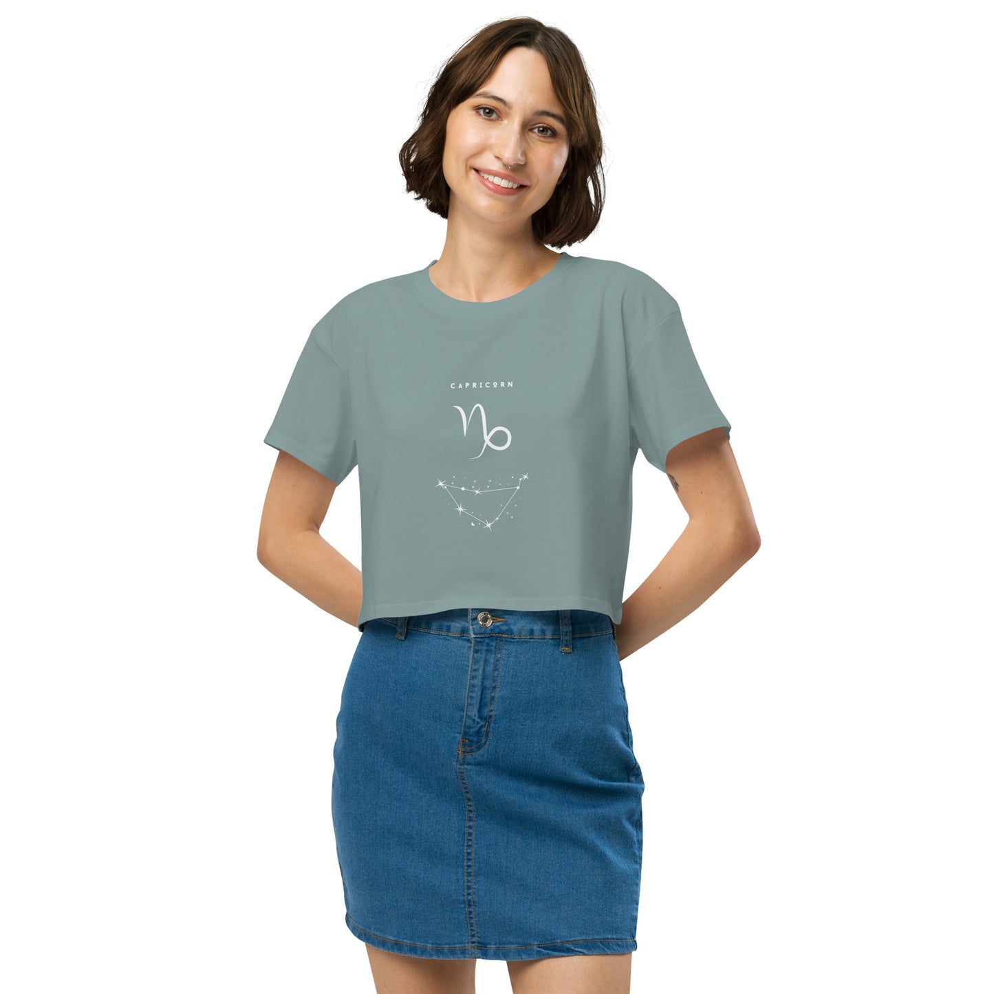 Montaire Crop Top product image 6 in Mineral, size XS, with front view and design placement.