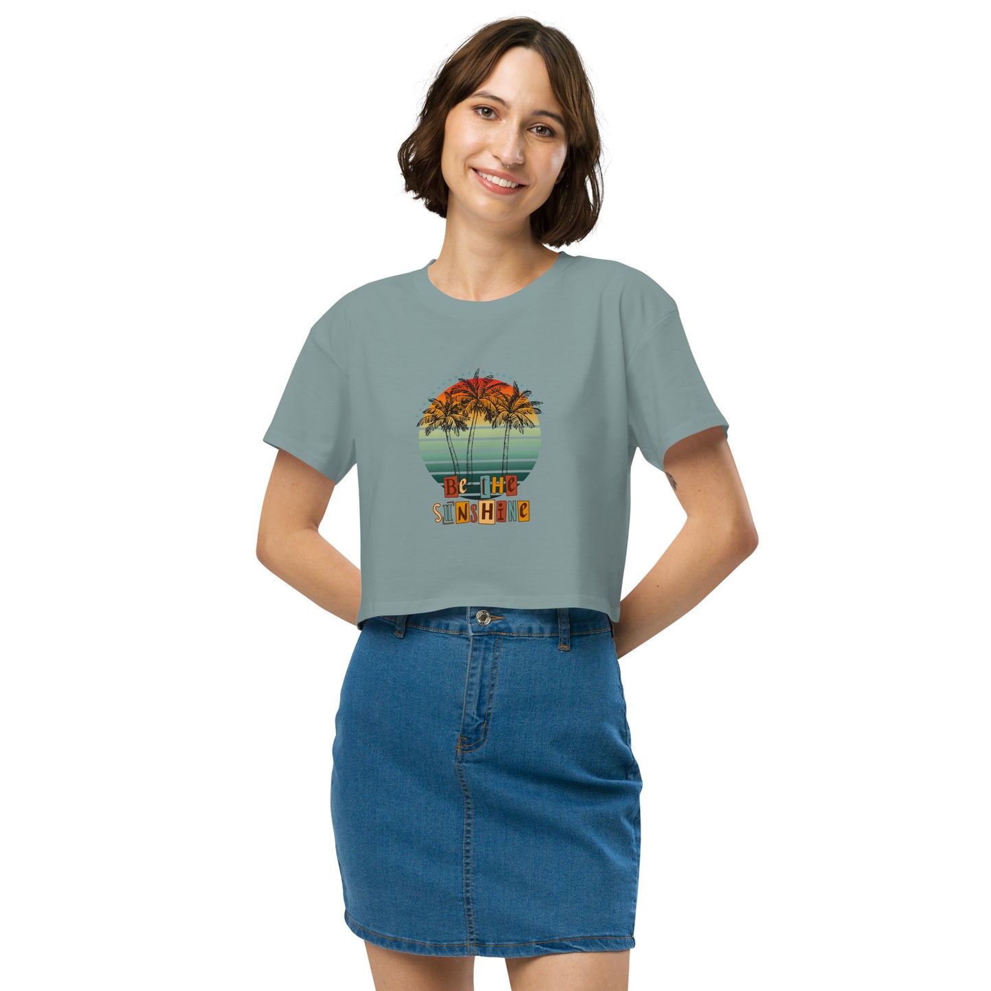 Solara Crop Top product image 6 in Mineral, size M, with front view and design placement.