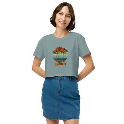Solara Crop Top product image 6 in Mineral, size M, with front view and design placement.