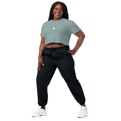 Boo Luxe Crop Top - Left Placement by R.A. Apparel, image 43, front view, left-side angle, White, size M, left placement.