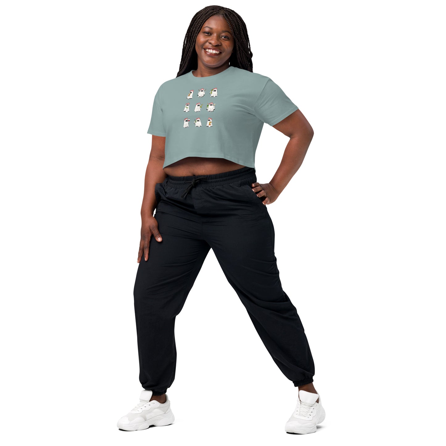 Little Haunts Crop Top - Left Placement product image 48 in White, size M, with front view, left-side angle and left placement.