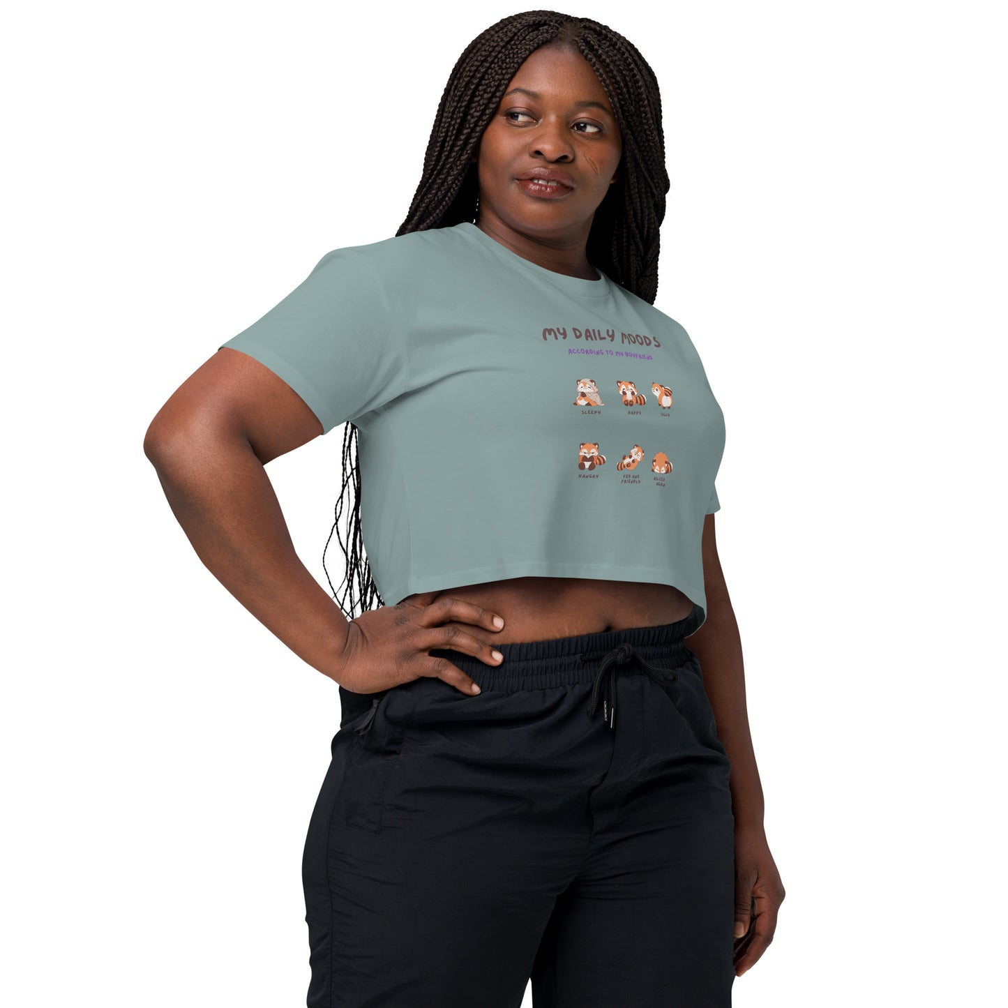 Mood Diary Crop Top - Left Placement by R.A. Apparel, image 47, front view, right-side angle, White, size S, left placement.