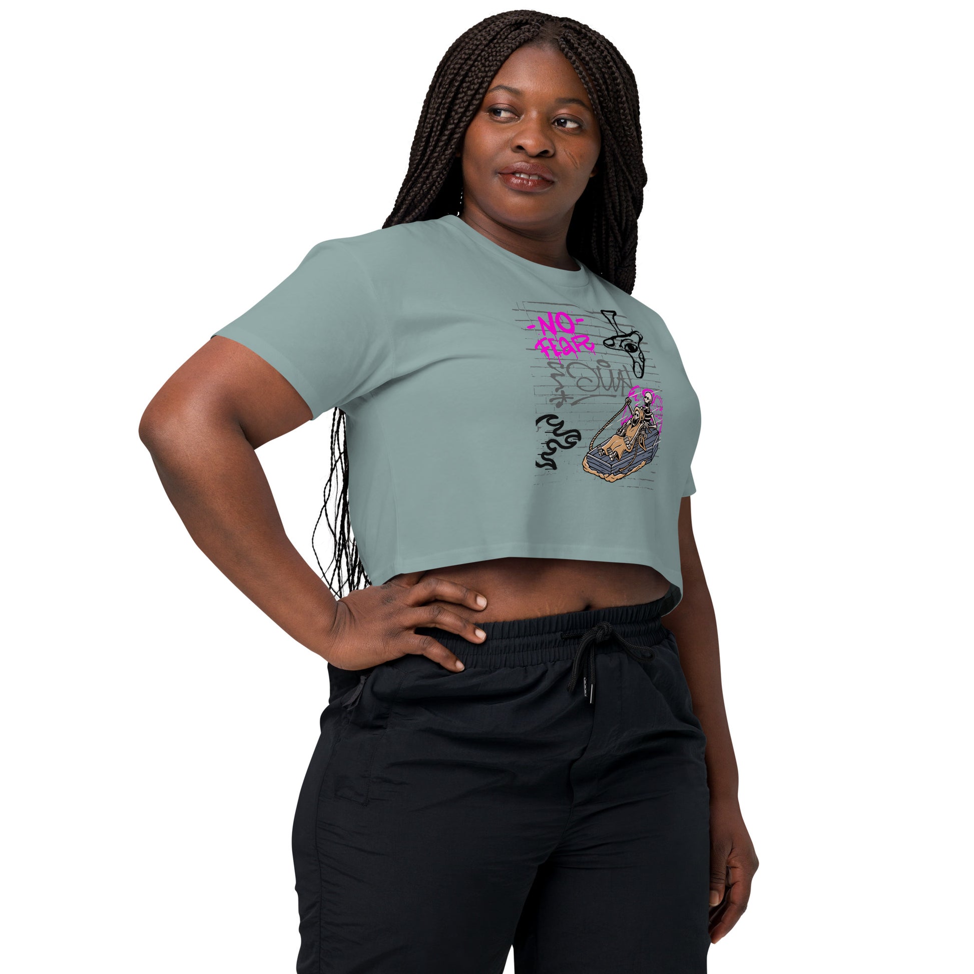 Fearless Crop Top - Left Placement product image 47 in White, size S, with front view, right-side angle and left placement.