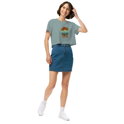 Solara Crop Top image 5: Mineral version, size S with front view, right-side angle of the Be the Sunshine range.