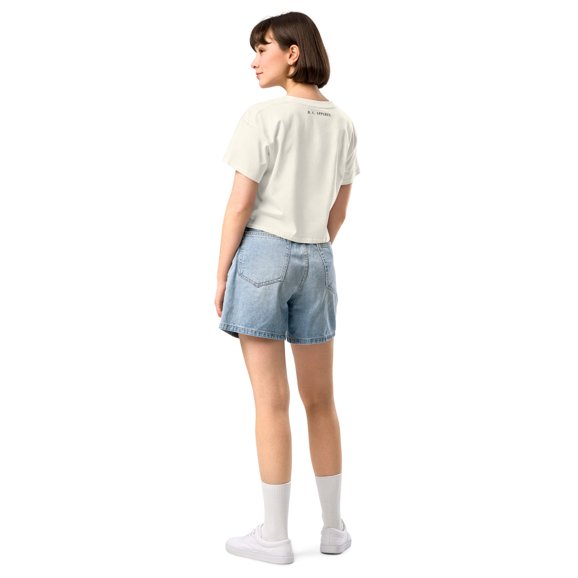 Image 24 of Bone Equinoxe Crop Top, size XL, with Ying and Yang artwork visible in back view.