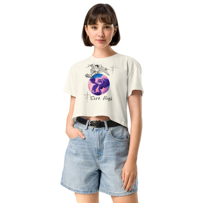 Skyborne Crop Top - Left Placement by R.A. Apparel, image 9, front view, Mineral, size L, left placement.