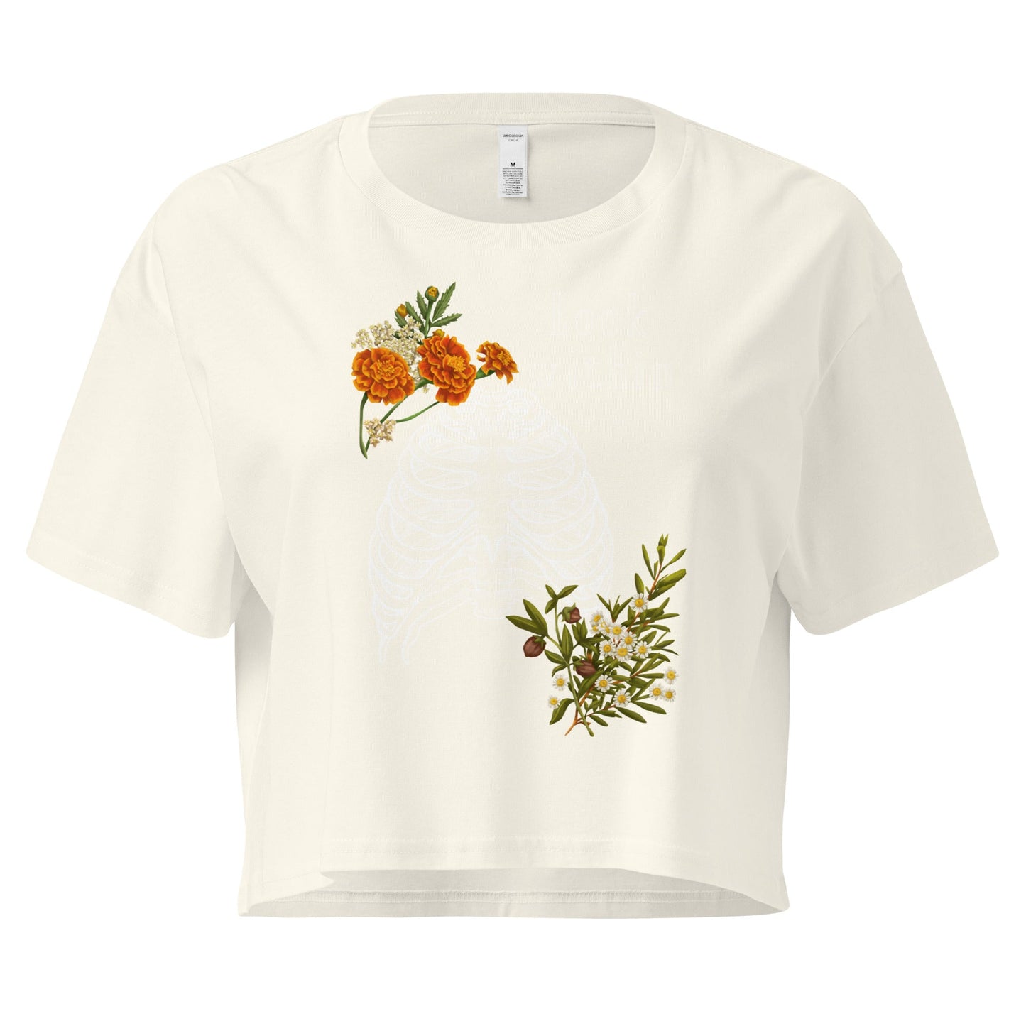 Innerline Crop Top - Left Placement by R.A. Apparel, image 8, front view, Hazy Pink, size M, left placement.