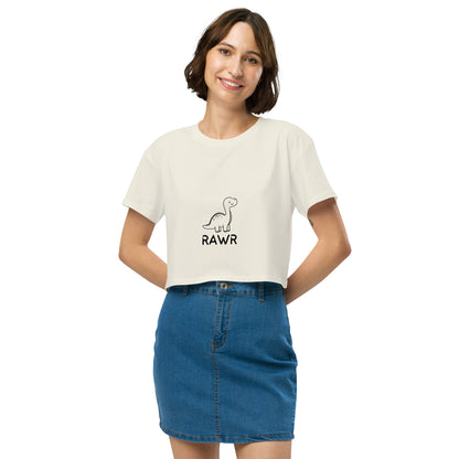 Wild Call Crop Top - Left Placement image 13 in Bubblegum, size M, showing front view for the Rawr design.
