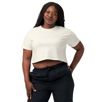 Human Form Crop Top - Left Placement by R.A. Apparel, image 13, front view, Hazy Pink, size M, left placement.