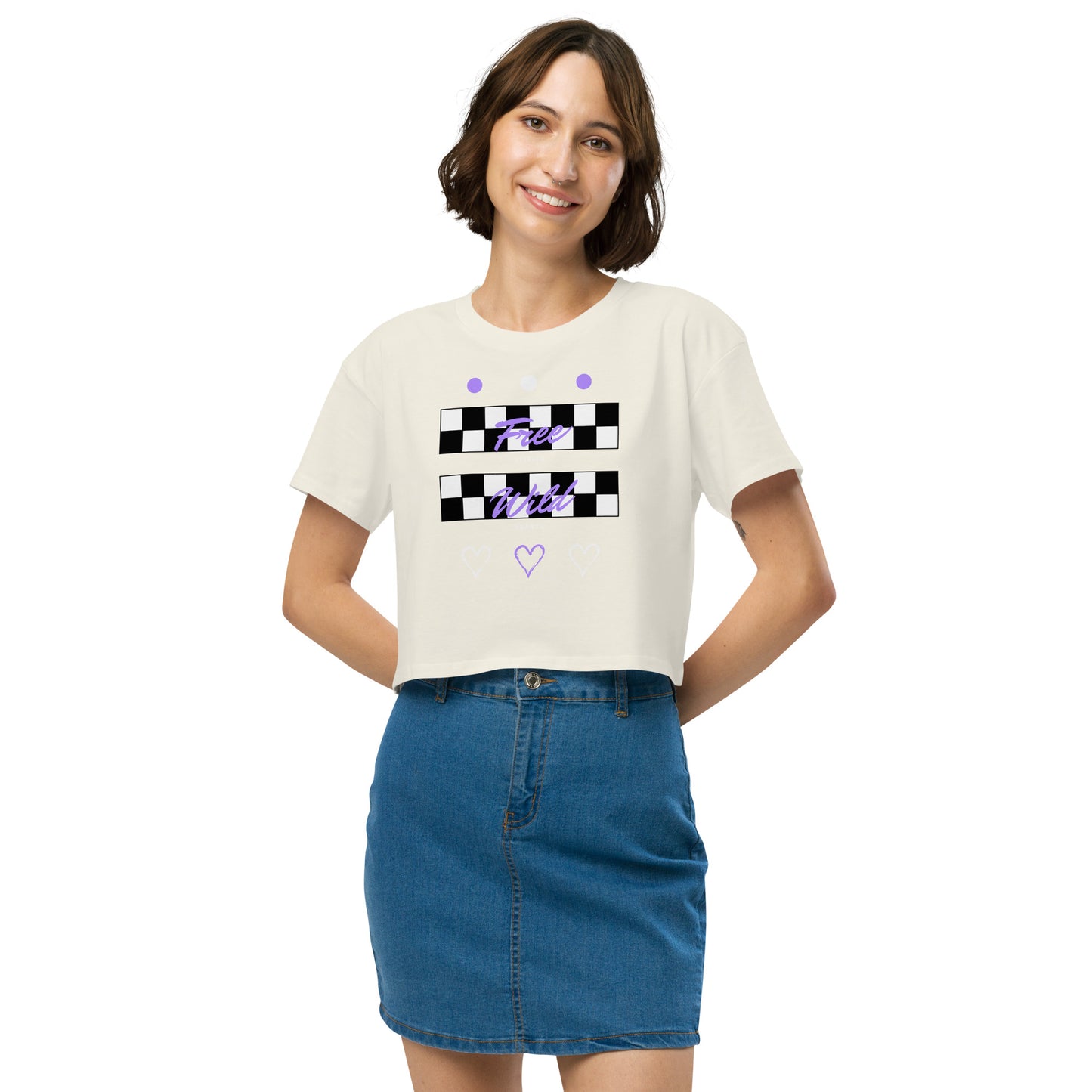 Freeborne Crop Top - Left Placement image 26 in Bone, size XS, showing front view for the Free Spirits design.