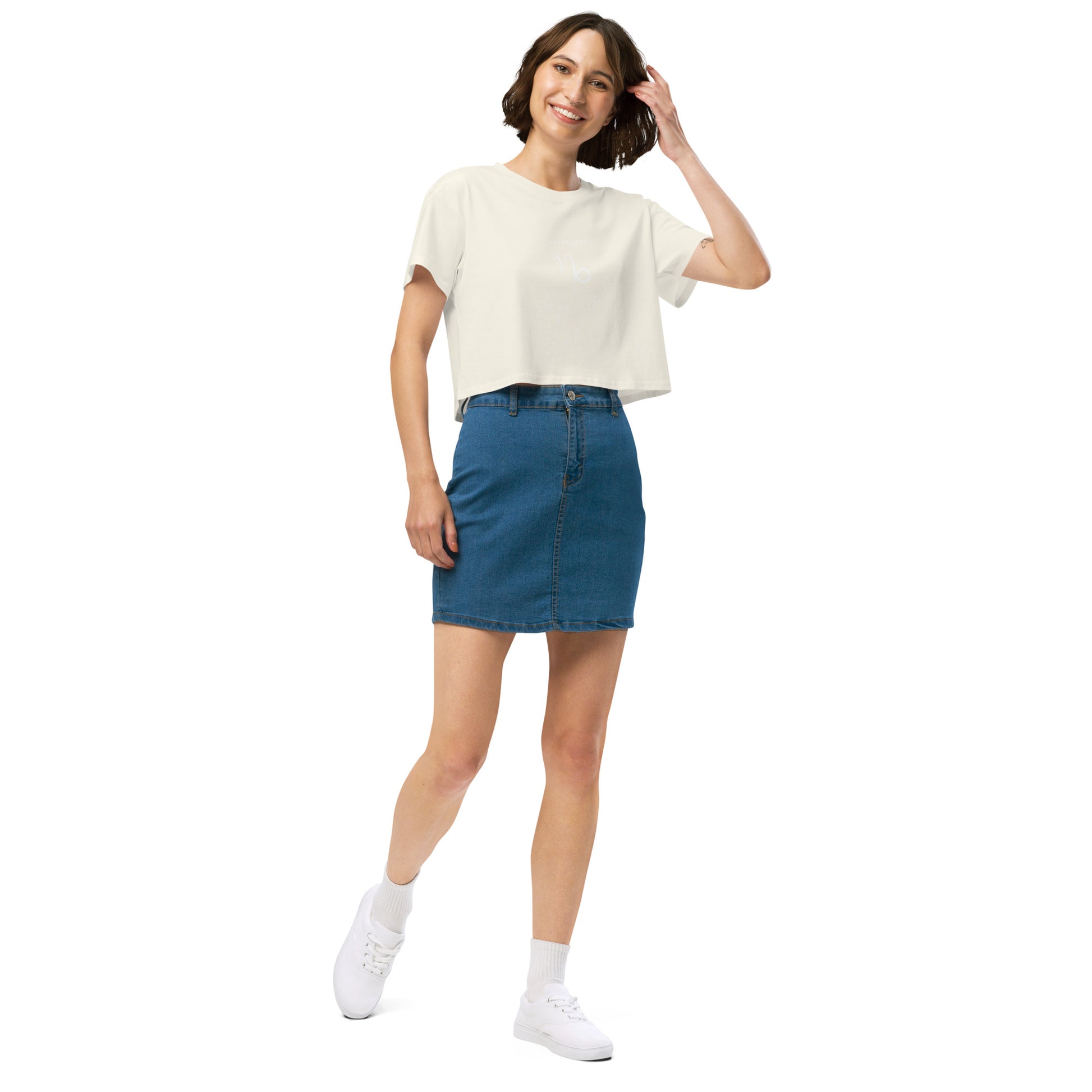 Montaire Crop Top image 29: Bone version, size L with front view, right-side angle of the Capricorn range.