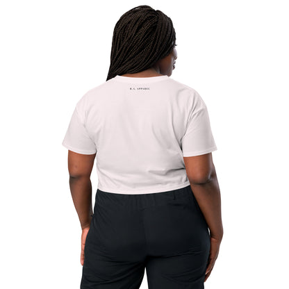 Blind Signal Crop Top - Left Placement by R.A. Apparel, image 4, back view, Mineral, size L, left placement.