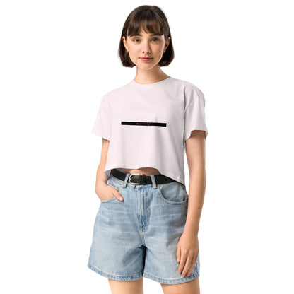 Image 8 of Mineral Sweet Minimal Crop Top - Left Placement, size M, with Simple and Sweet artwork visible in front view.