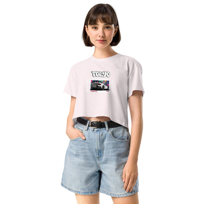 Tokyo Signal Crop Top - Left Placement by R.A. Apparel, image 8, front view, Mineral, size M, left placement.