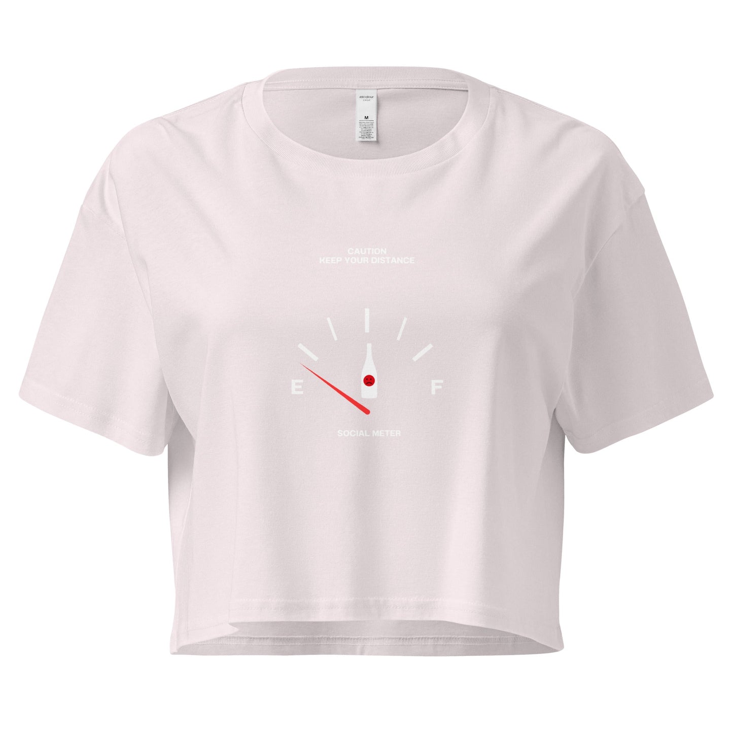 Social Static Crop Top - Left Placement image 8: Mineral version, size M with front view of the Social Meter range.