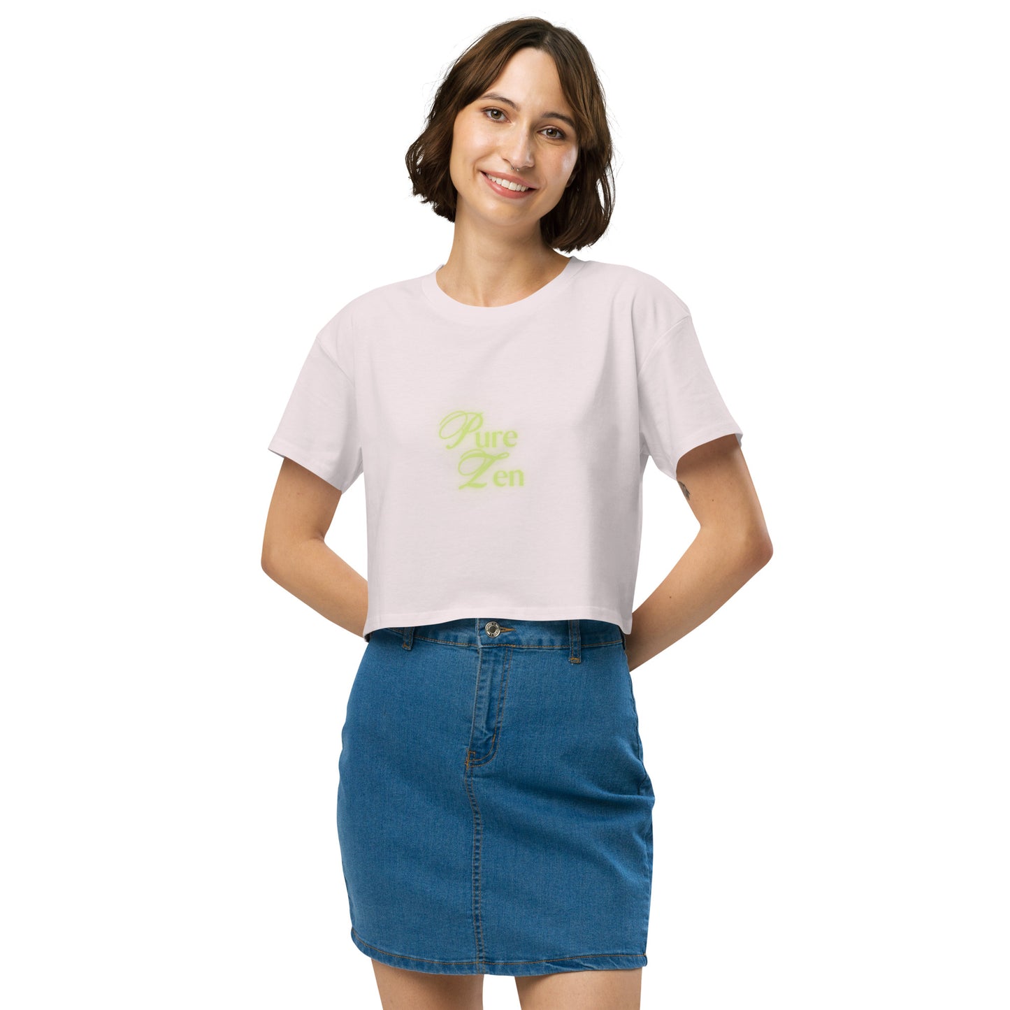 Zenline Crop Top - Left Placement image 5 in Black, size XL, showing front view for the Pure Zen design.