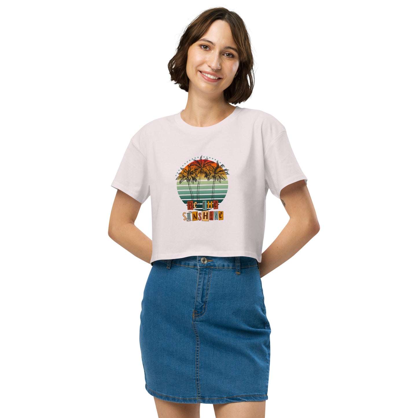 Solara Crop Top image 26 in Orchid, size M, showing front view for the Be the Sunshine design.