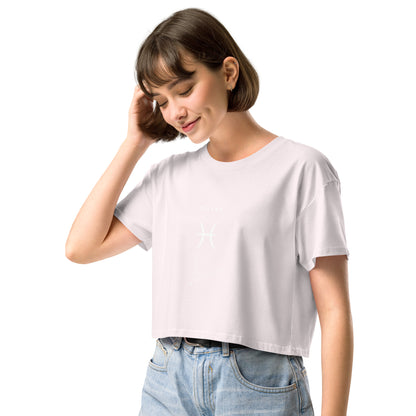Tideborn Crop Top - Left Placement image 5: Black version, size XL with front view, left-side angle of the Pisces range.