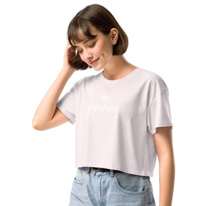 Inspireline Crop Top - Left Placement image 9 in Mineral, size L, showing front view, left-side angle for the Inspire design.