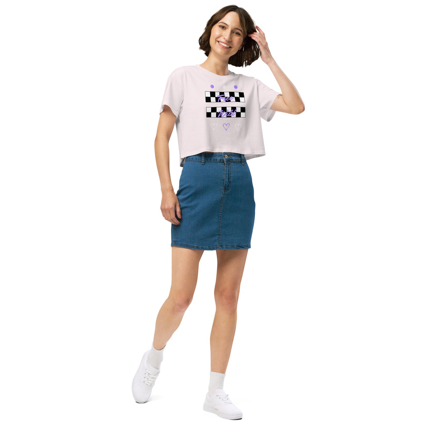 Freeborne Crop Top - Left Placement image 9: Mineral version, size L with front view, right-side angle of the Free Spirits range.