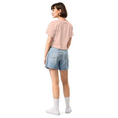 Rose & Bone Crop Top - Left Placement image 11 in Bubblegum, size XS, showing back view for the Skull and Rose design.