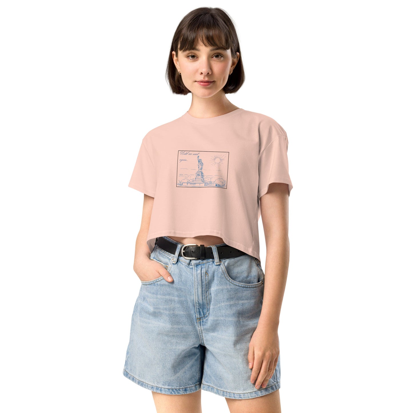Farewell Bloom Crop Top - Left Placement image 6: Mineral version, size XS with front view of the Until We Meet Again range.