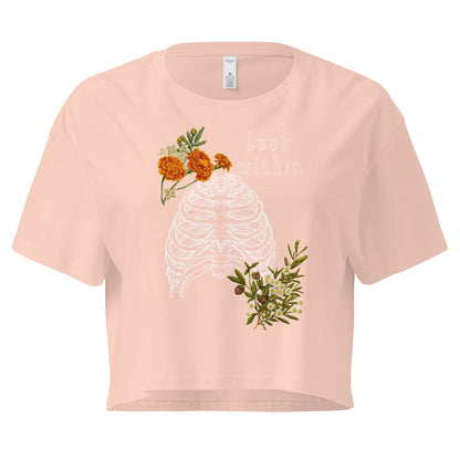 Innerline Crop Top - Left Placement image 5 in Black, size XL, showing front view for the Look Within design.
