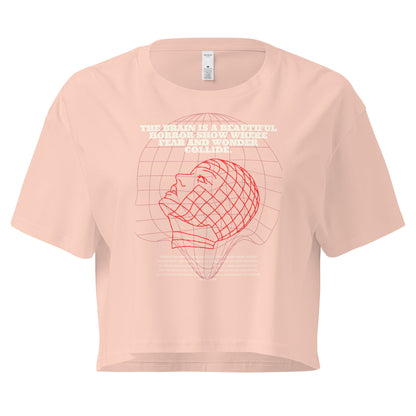 Fractured Process Crop Top - Left Placement by R.A. Apparel, image 6, front view, Mineral, size XS, left placement.