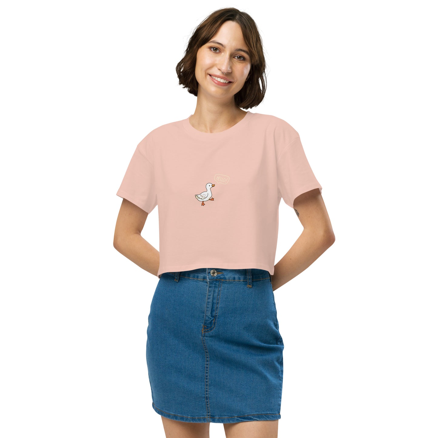 Quacksy Crop Top product image 18 in Pale Pink, size M, with front view and design placement.