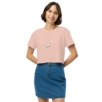 Quacksy Crop Top product image 18 in Pale Pink, size M, with front view and design placement.