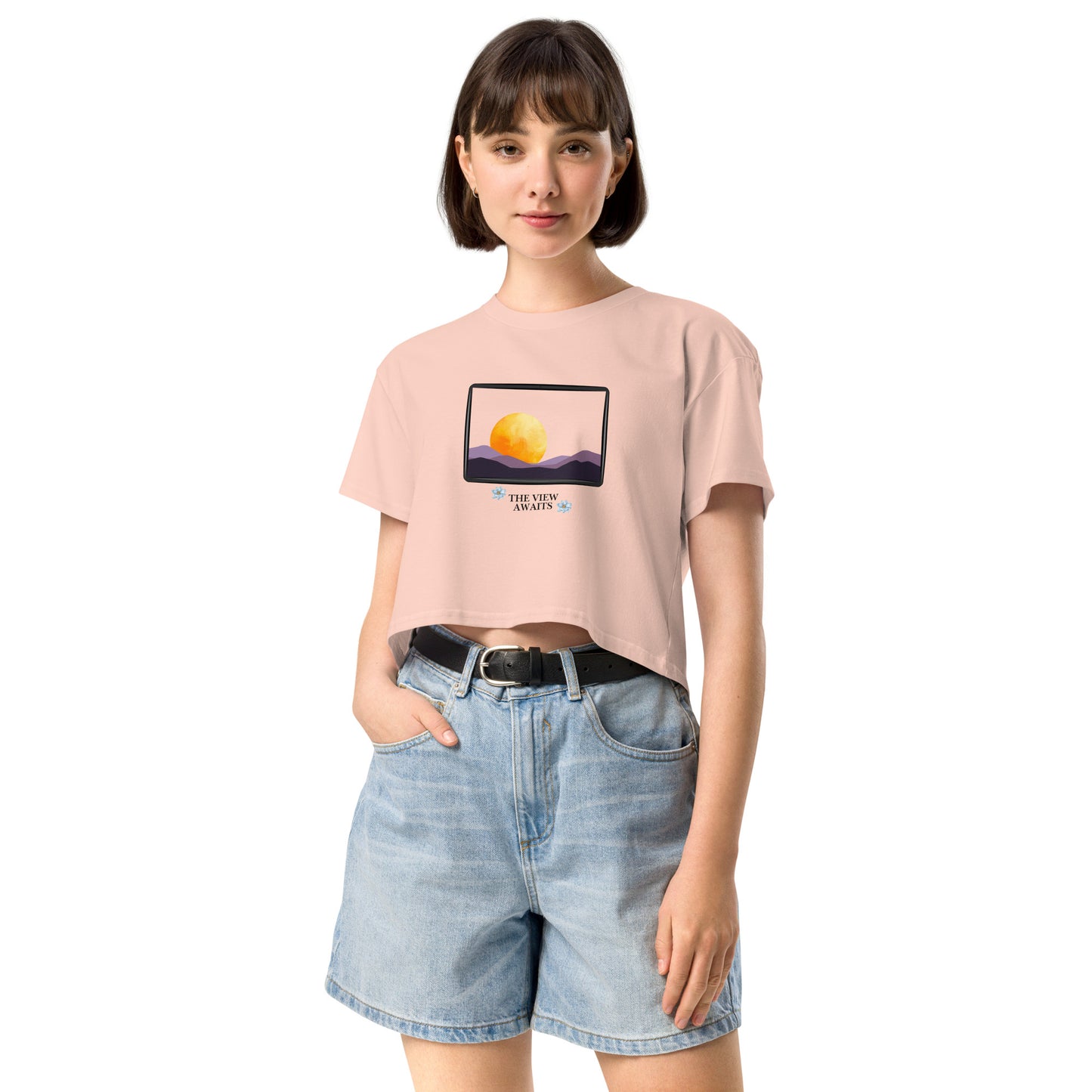 Avenor Crop Top product image 14 in Bubblegum, size M, with front view and design placement.