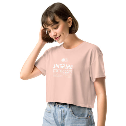 Inspireline Crop Top - Left Placement image 18 in Bubblegum, size M, showing front view, left-side angle for the Inspire design.