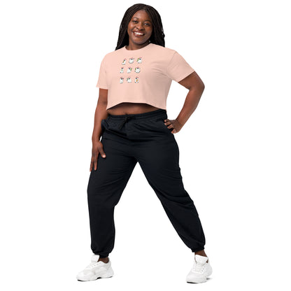 Little Haunts Crop Top - Left Placement image 33 in Orchid, size M, showing front view, left-side angle for the Ghosties 1 design.