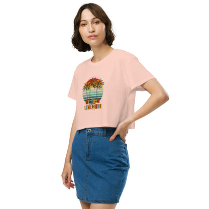 Solara Crop Top by R.A. Apparel, image 19, front view, left-side angle, Pale Pink, size L, design placement.
