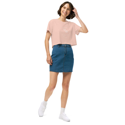 Montaire Crop Top by R.A. Apparel, image 17, front view, right-side angle, Bubblegum, size S, design placement.