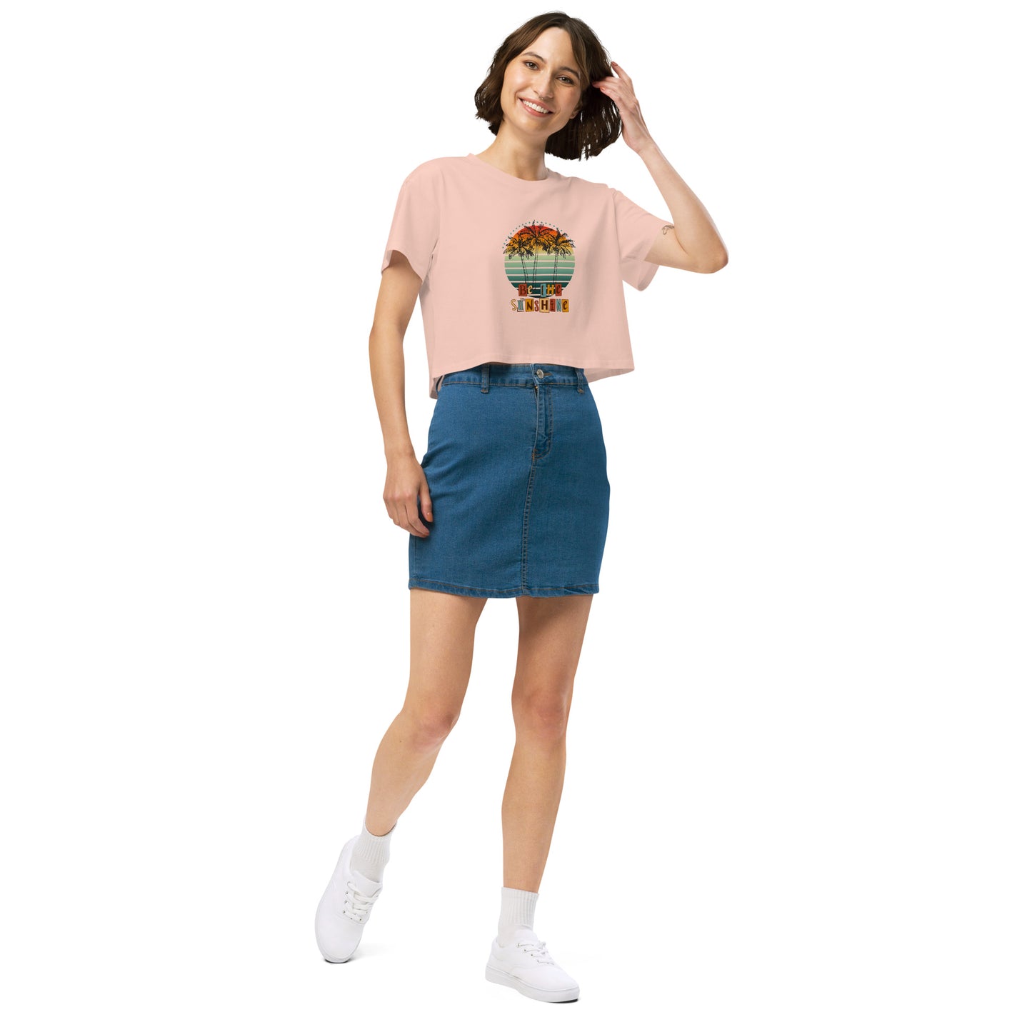 Solara Crop Top product image 17 in Pale Pink, size S, with front view, right-side angle and design placement.