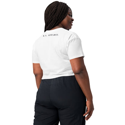 Image 50 of White Moonhaven Crop Top - Left Placement, size XL, with Cancer artwork visible in back view.
