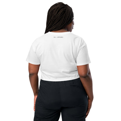 Image 6 of Hazy Pink Northern Run Crop Top - Left Placement, size XS, with Reindeer artwork visible in back view.
