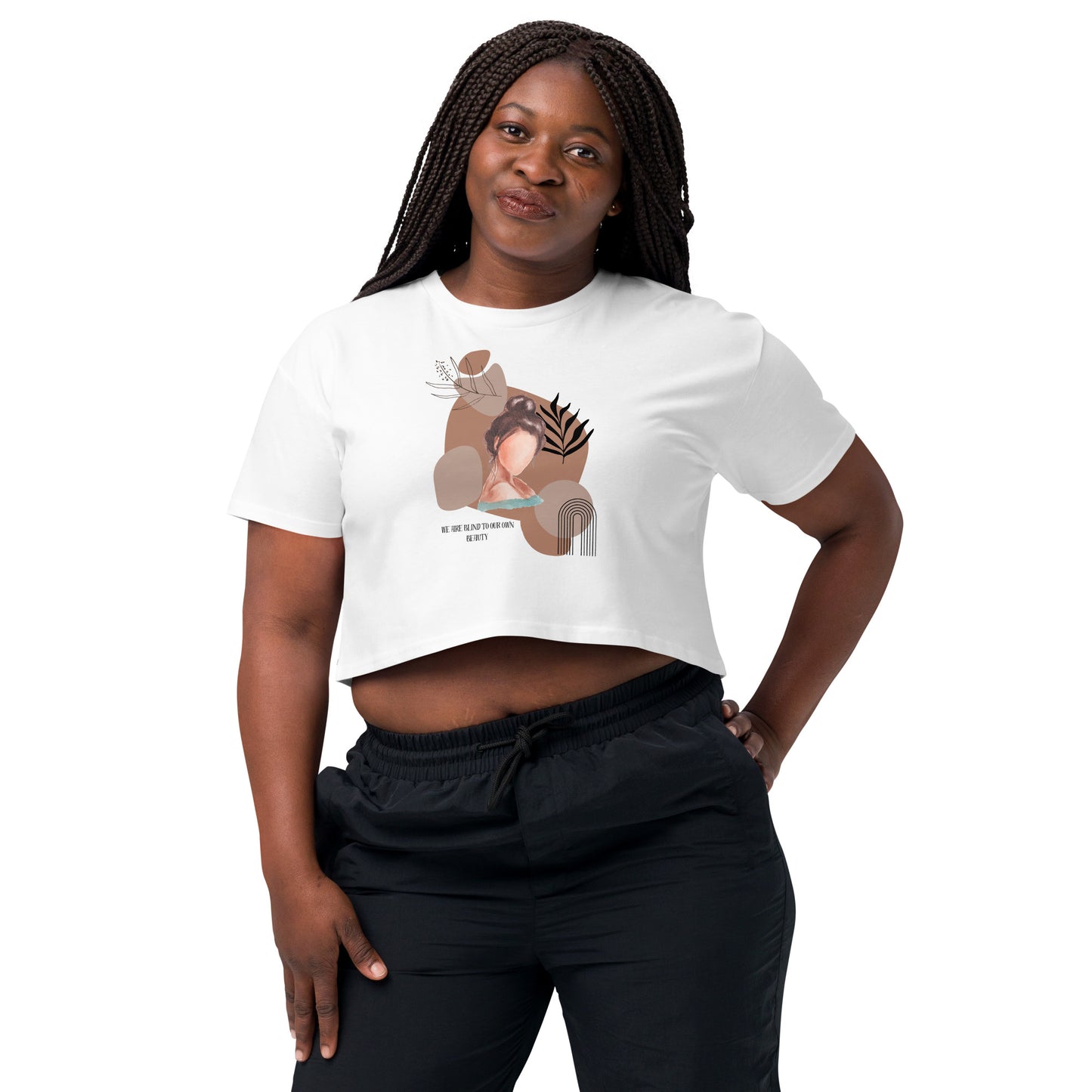 Blind Signal Crop Top - Left Placement image 5 in Mineral, size XL, showing front view for the We Are Blind design.