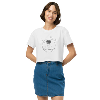 Image 5 of Mineral Breathing Room Crop Top - Left Placement, size XL, with Just Breathe artwork visible in front view.