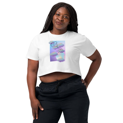 Sprinkle Theory Crop Top - Left Placement by R.A. Apparel, image 16, front view, Bubblegum, size XS, left placement.