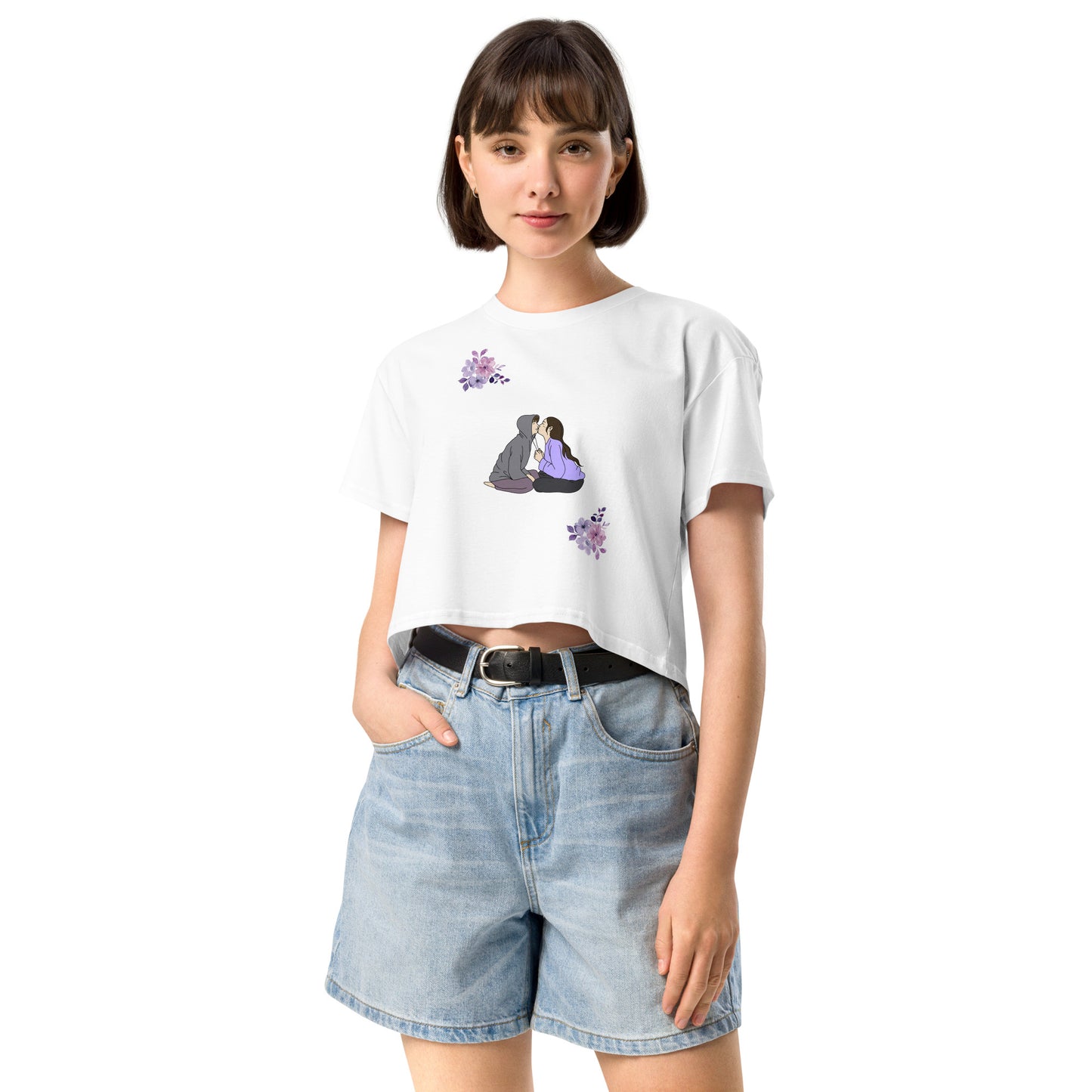 Heirloom Crop Top - Left Placement image 11 in Hazy Pink, size XS, showing front view for the Legacy design.