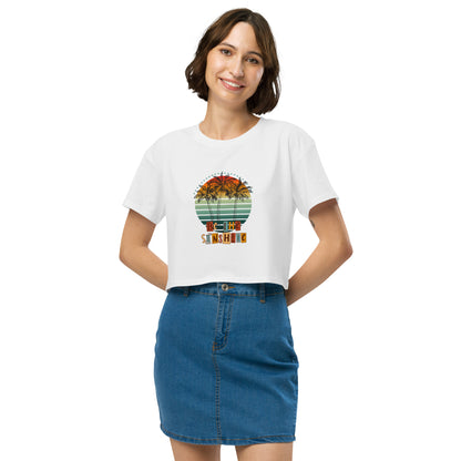 Solara Crop Top image 38 in White, size M, showing front view for the Be the Sunshine design.