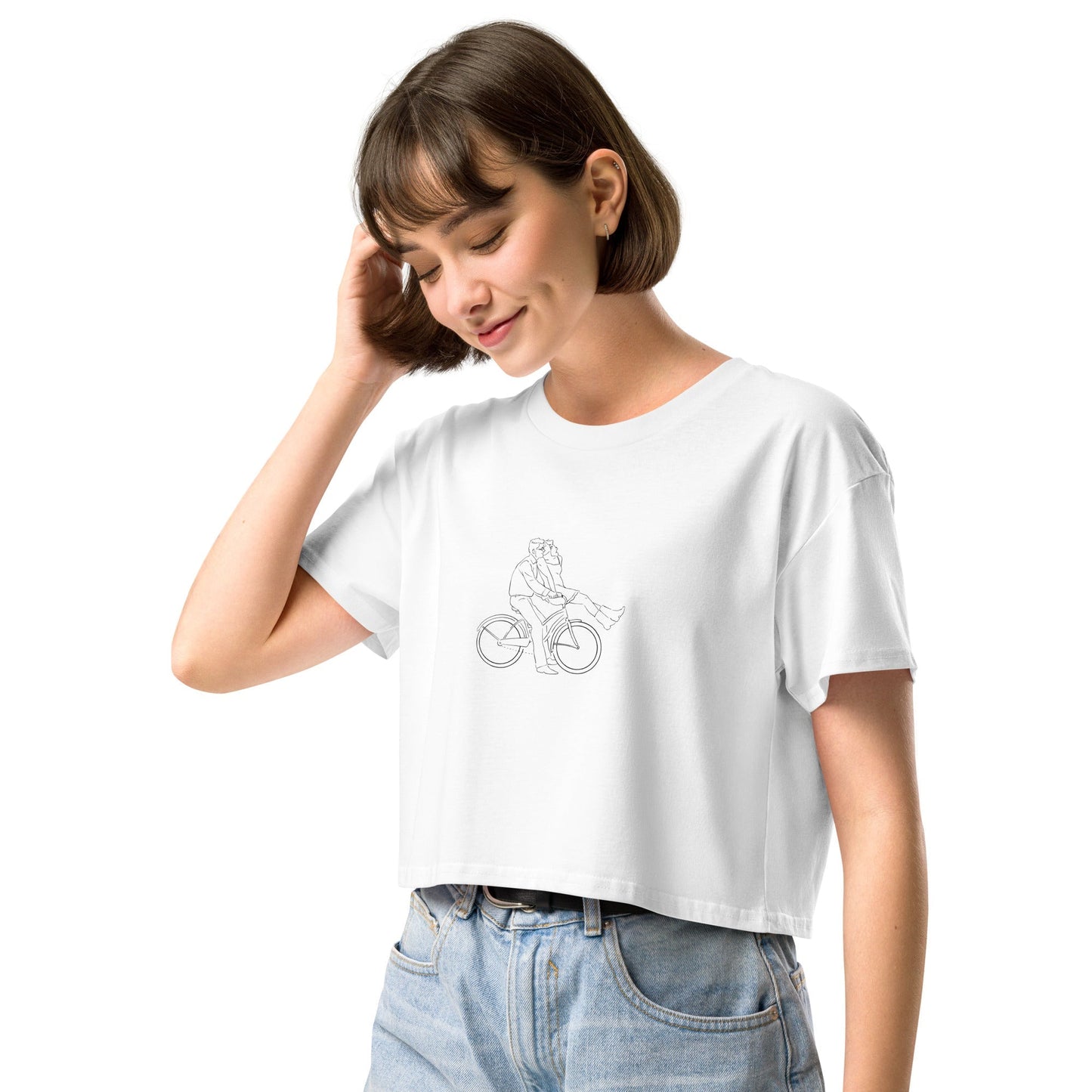 Ever After Crop Top - Left Placement image 10 in Mineral, size XL, showing front view, left-side angle for the Happily Ever After design.