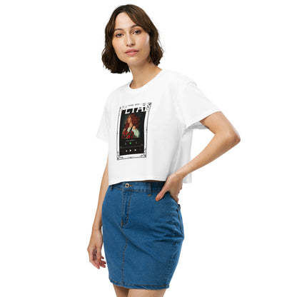 Petaline Crop Top image 39: White version, size L with front view, left-side angle of the Petal range.