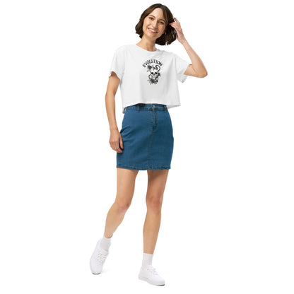Evolution Crop Top - Left Placement image 13: Hazy Pink version, size M with front view, right-side angle of the Evolution range.
