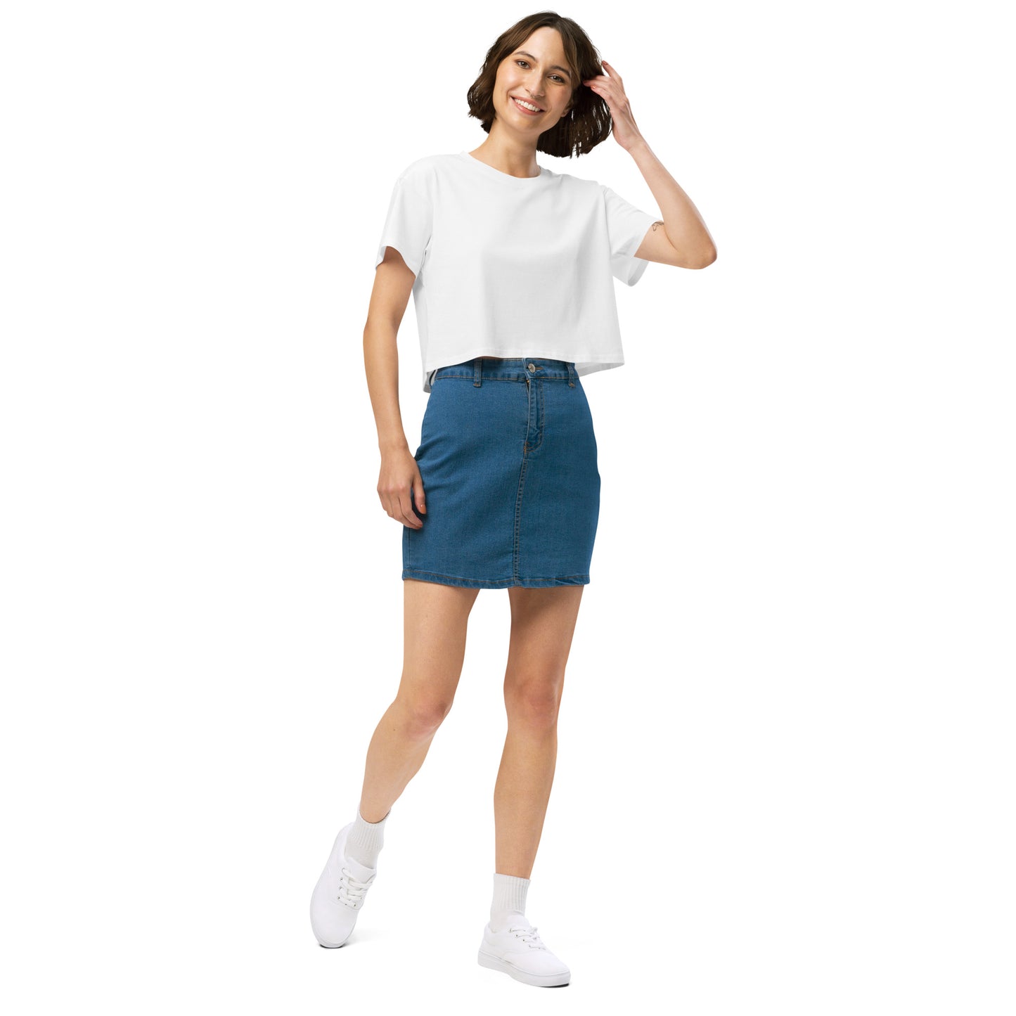 Balance Court Crop Top - Left Placement image 37: Natural version, size S with front view, right-side angle of the Libra range.