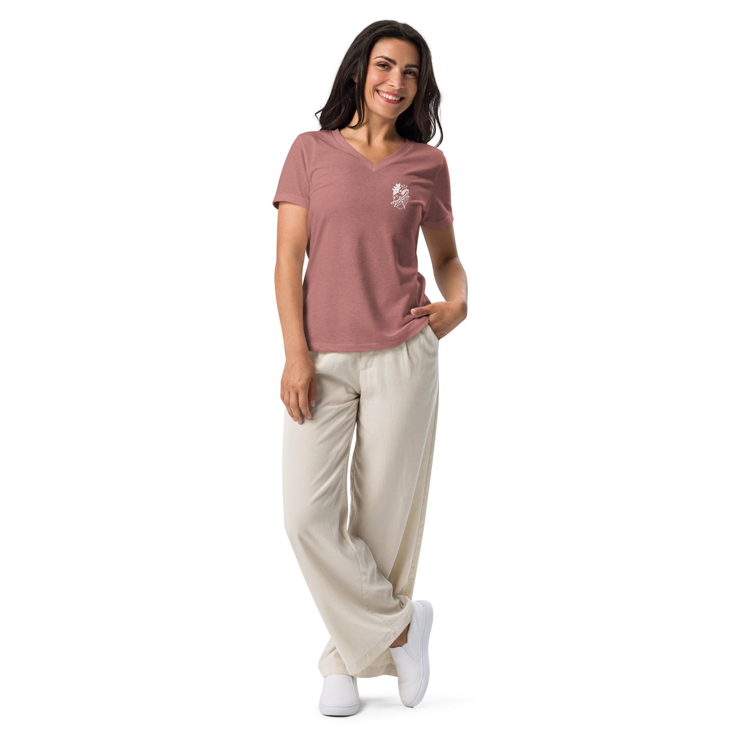 Aether Women's T-Shirt - Left Placement image 6 in Heather Navy, size S, showing front view for the Aether design.